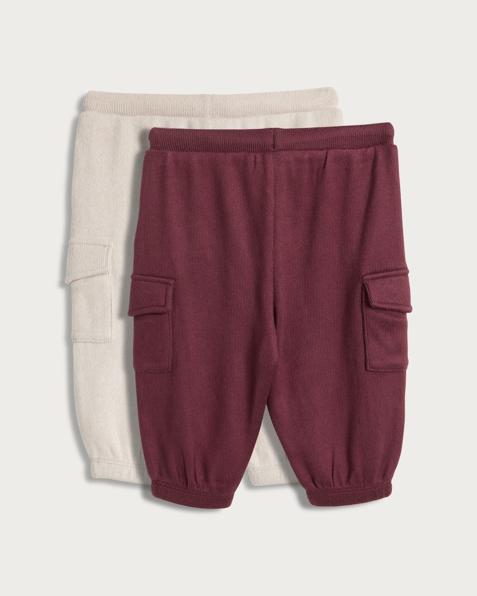 image 1 of F&F Baby 2-Pack Cuffed Cargo Joggers in Burgundy