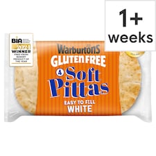 Warburtons Gluten Free Soft White Pitta Breads 4 Pack
