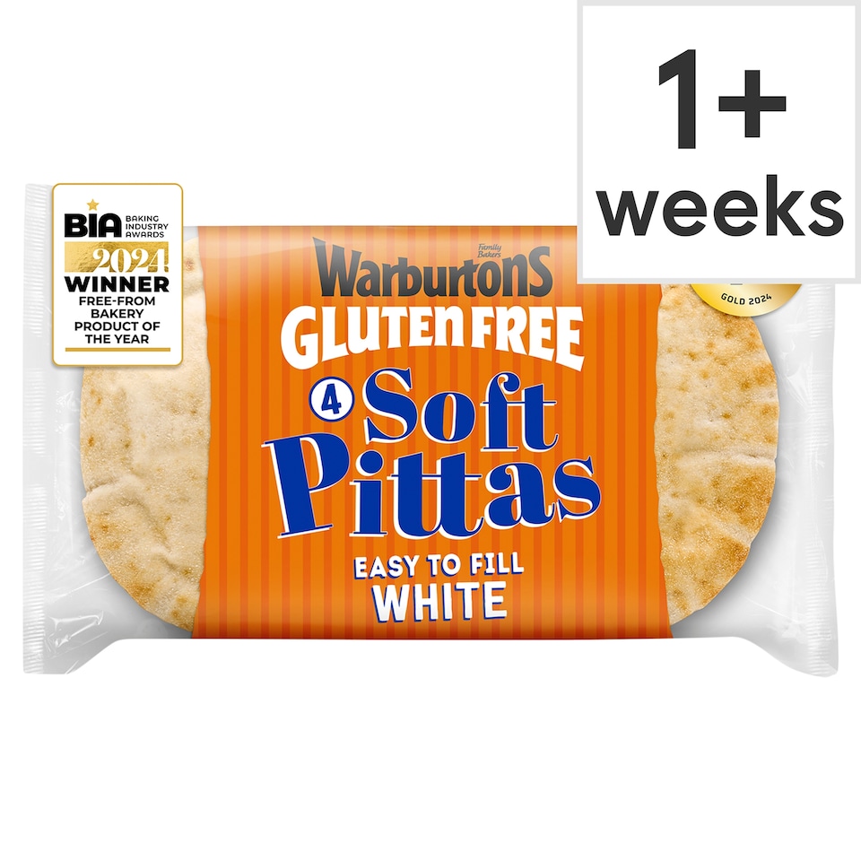 image 1 of Warburtons Gluten Free Soft White Pitta Breads 4 Pack