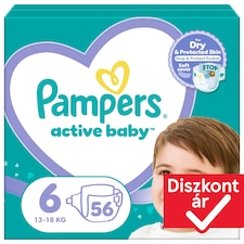 Pampers Active Baby Size 6, 56 Nappies, 13kg-18kg