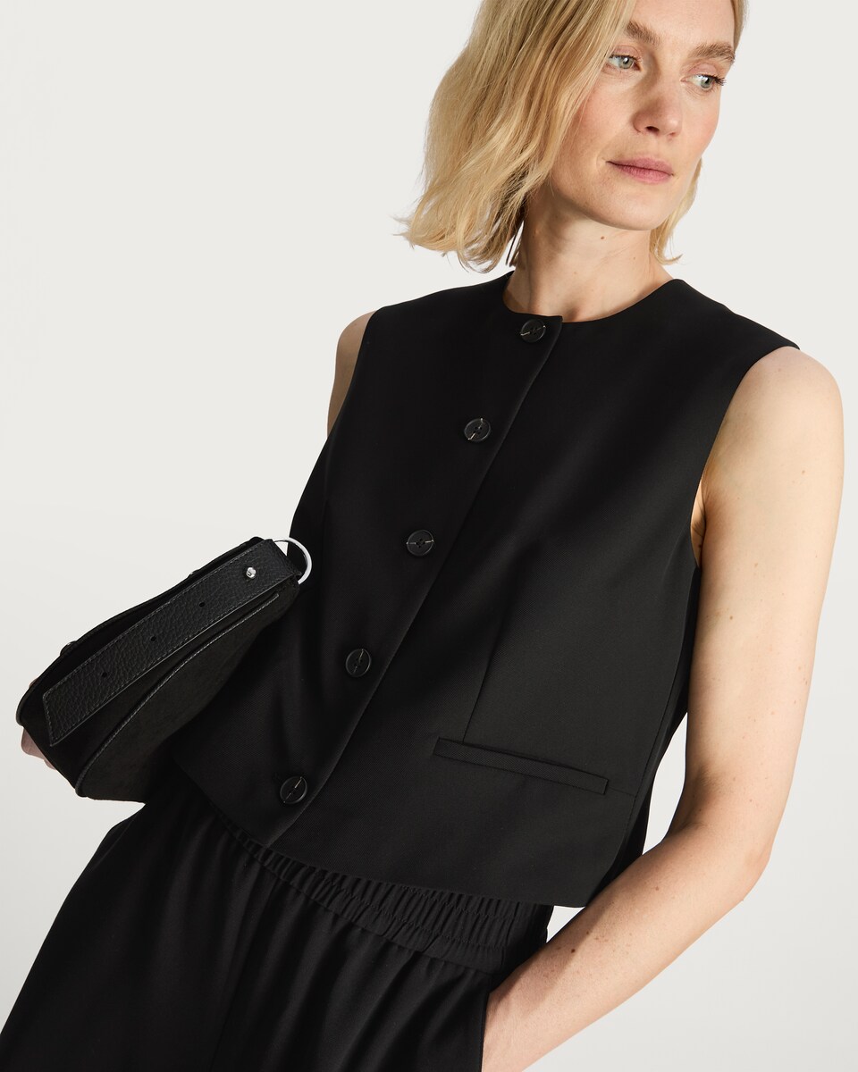 image 1 of F&F Button Front Pocket Detail Waistcoat in Black