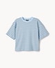 image 5 of F&F Pure Cotton Striped Boxy T-Shirt in Multi Blue