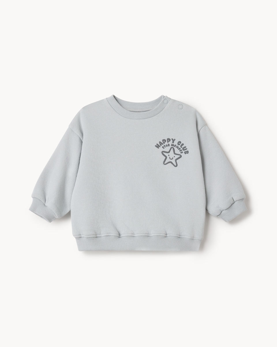 image 1 of F&F Baby 2-Piece Cotton Rich Little Bro Sweatshirt & Trouser Set in Grey