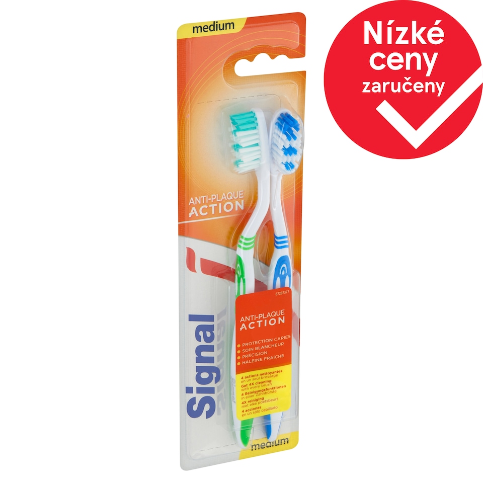 Obrázek 1 pro produkt Signal Antiplaque zubní kartáček středně tvrdý 2 ks