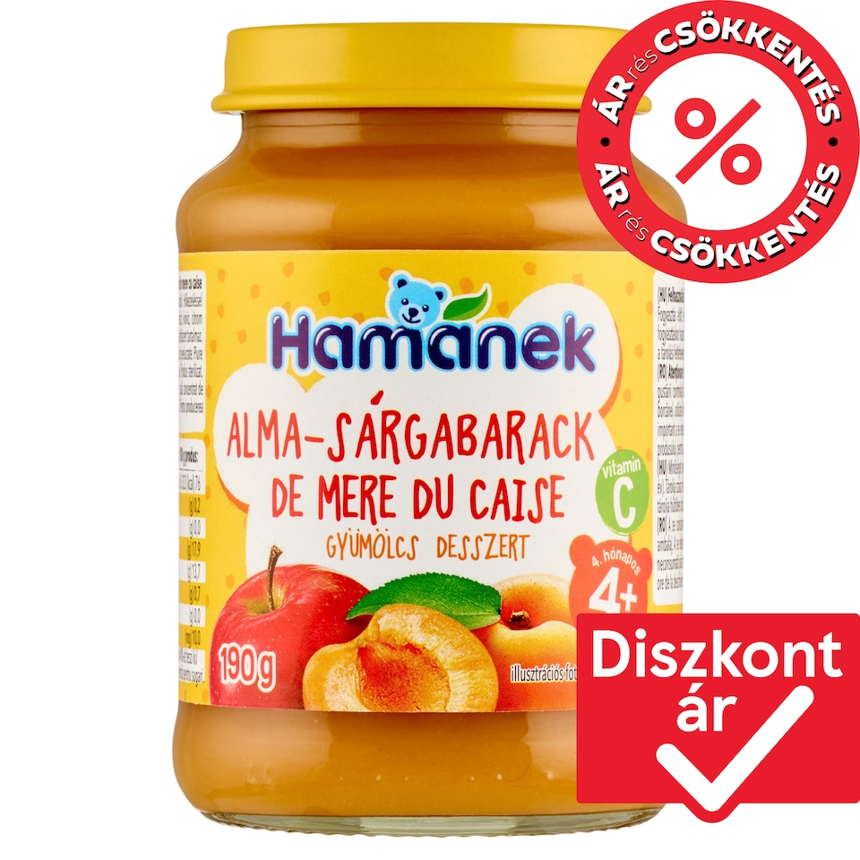 Hamánek alma-sárgabarack gyümölcs bébidesszert 4+ hónapos kortól 190 g