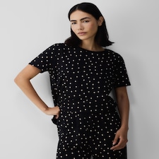 F&F 2-Piece Pure Cotton Polka Dot Pyjama Set in Multi Black