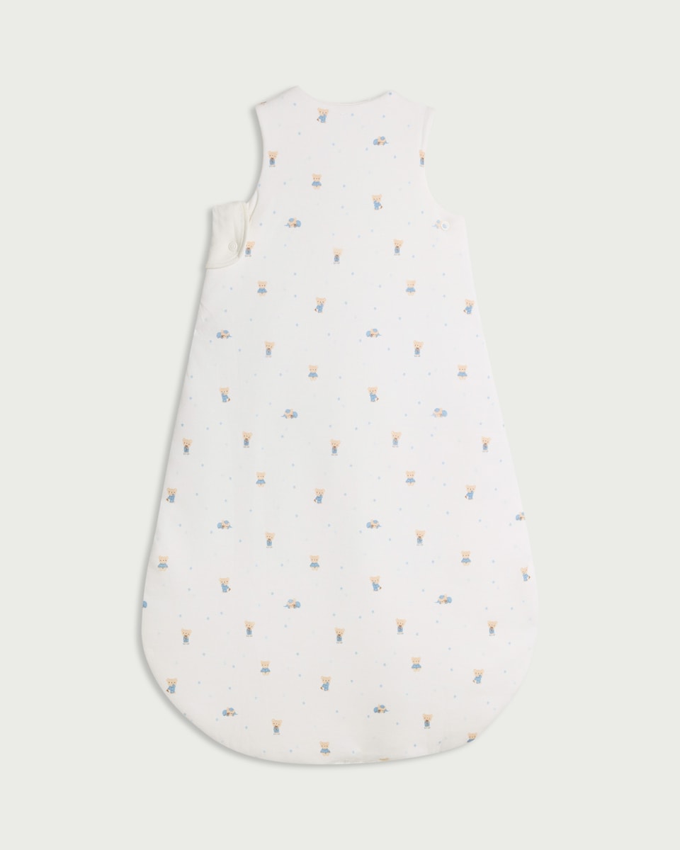image 1 of F&F Baby Pure Cotton Bear Print 2.5 Tog Sleeping Bag in White
