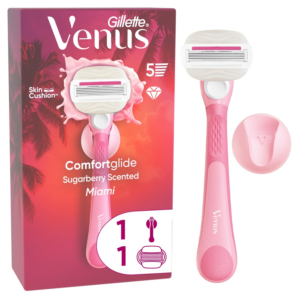 image 1 of Gillette Venus ComfortGlide Sugarberry Scented Miami Women’s Razor 1 Refill Razor