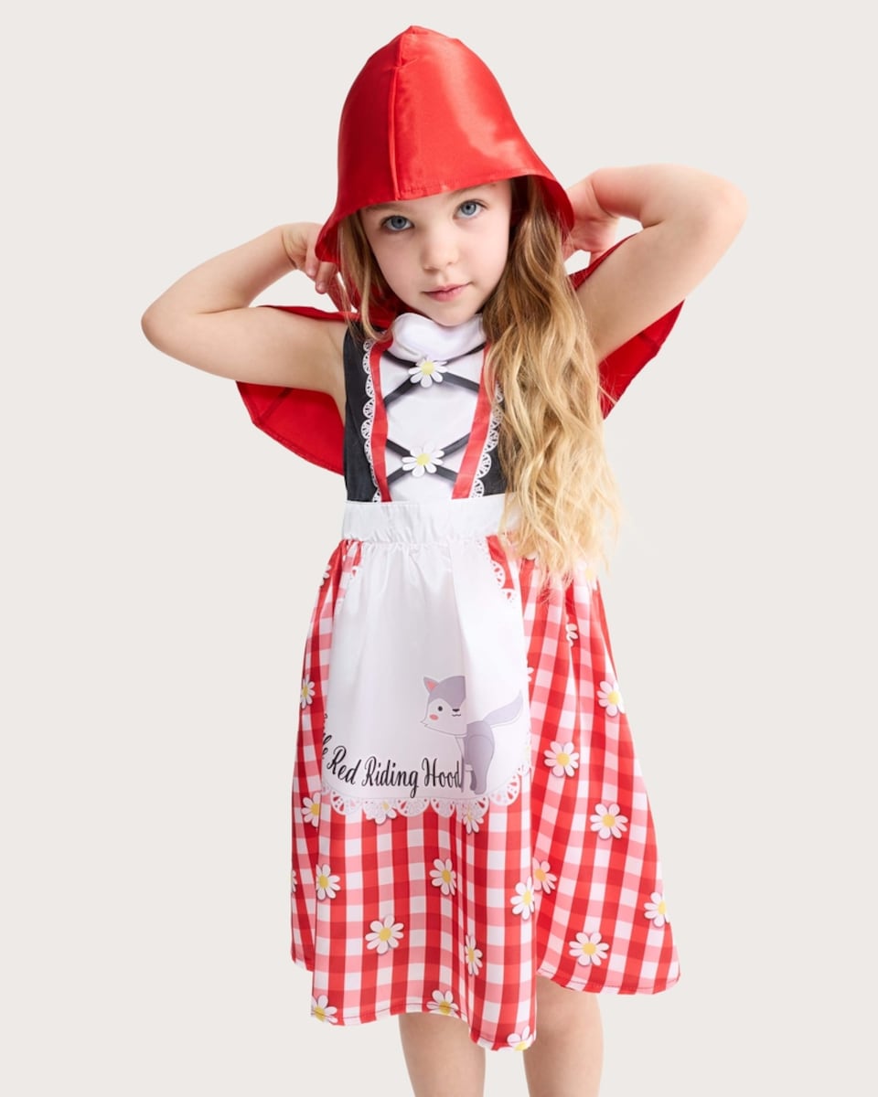 image 1 of Little Red Riding Hood 2-Piece Fancy Dress Costume with Bag in Red