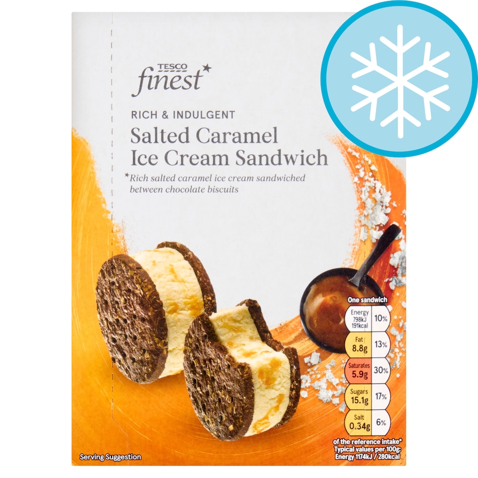 Tesco Finest Salted Caramel Ice Cream Sandwich 4 x 68g