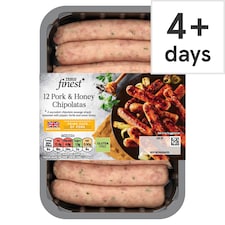 Tesco Finest British 12 Pork & Honey Chipolatas 375G