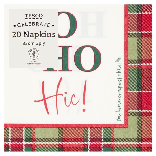 Tesco Tartan Napkin 33Cm 3Ply 20 Pack Tesco Groceries