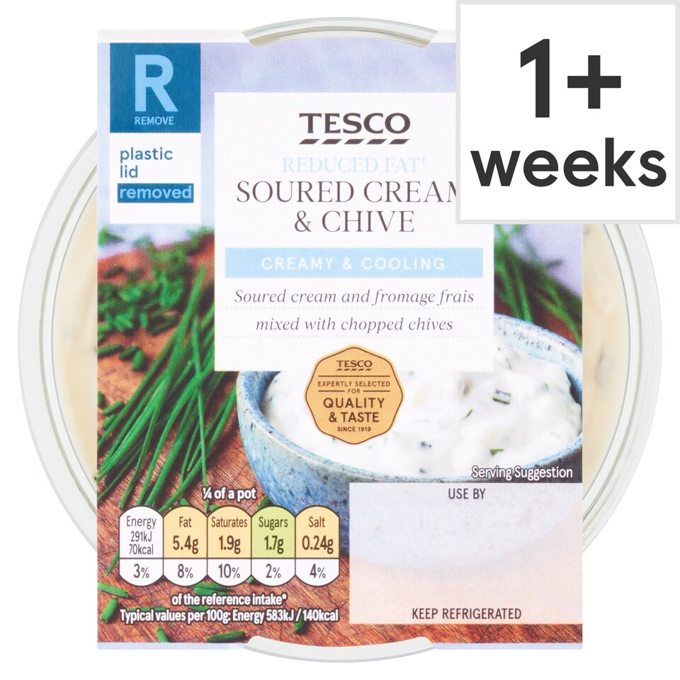 Tesco Reduced Fat Sour Cream & Chive Dip 200G Tesco Groceries