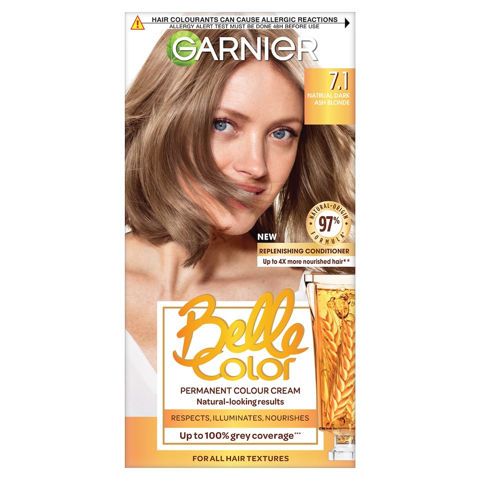 image 1 of Garnier Belle Color Permanent Hair Dye - Natural Dark Ash Blonde 7.1