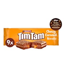 Tim Tam Chewy Caramel Chocolatey Biscuit Bars 9 Pieces 175g