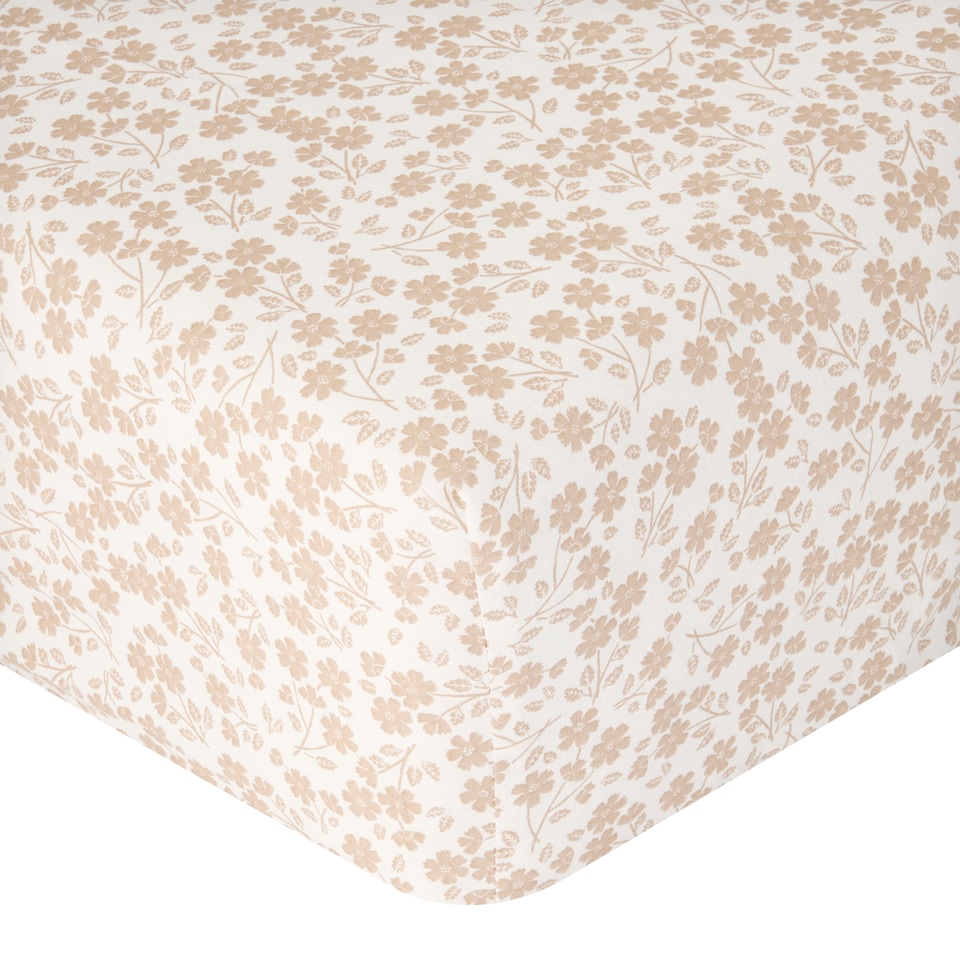 F&F Home Natural Ditsy Poly Cotton Fitted Sheet Single