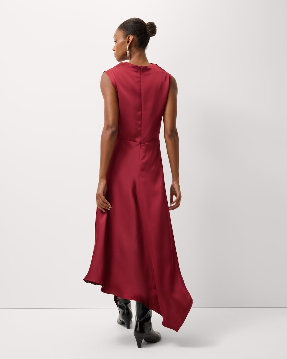 image 1 of F&F Satin Cowl Neck Midi Dress in Red