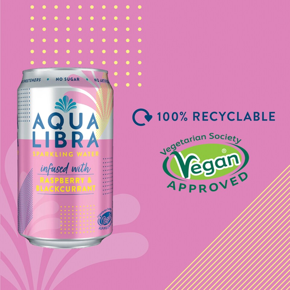 image 1 of Aqua Libra Sparkling Water Raspberry & Blackcurrant 4x330ml