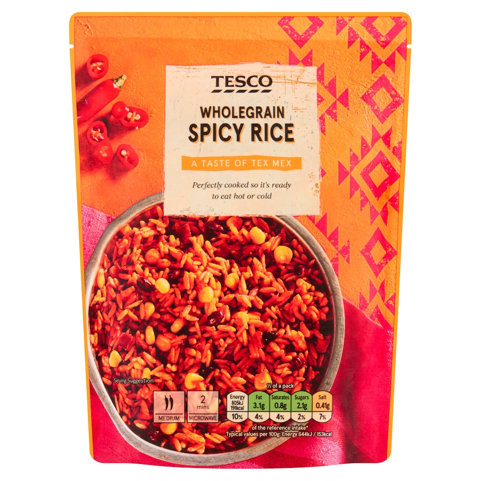 Tesco Wholegrain Spicy Mexican Inspired Rice 250G