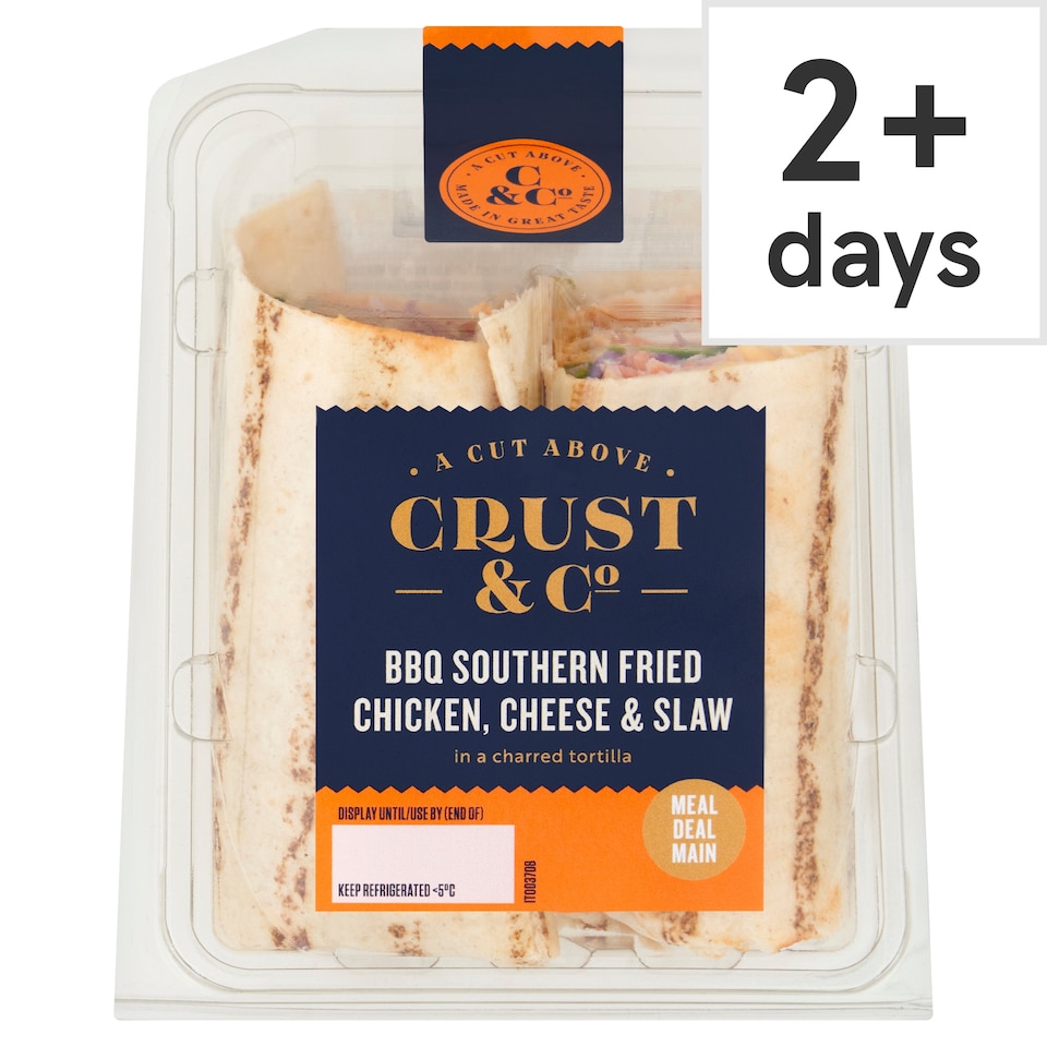 Crust & Co BBQ Southern Fried Chicken, Cheese & Slaw Wrap 208g  