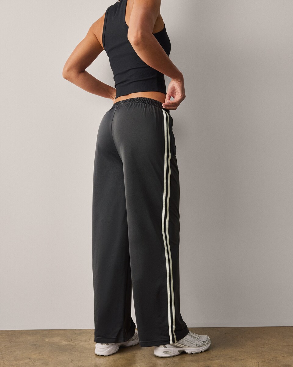 image 1 of F&F Active AFTERCLASS Side Stripe Wide Leg Joggers in Chocolate