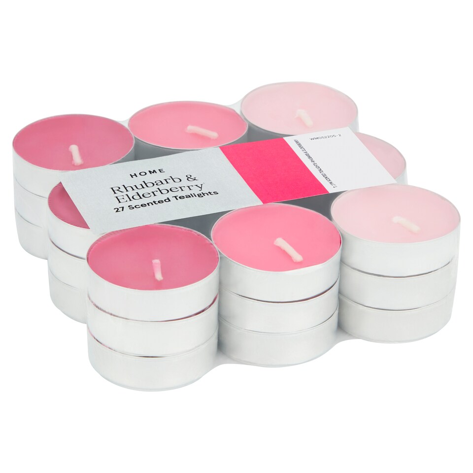 image 1 of Tesco Scented Rhubarb & Elderberry Tealights 27Pk