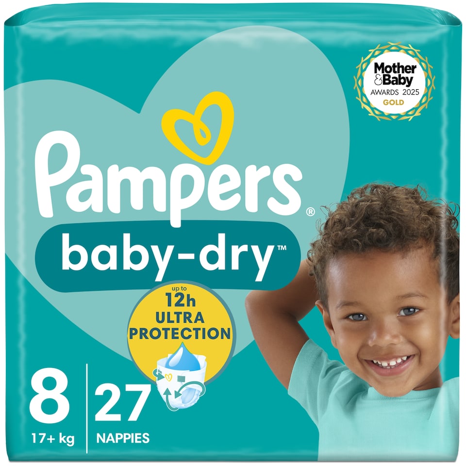 image 1 of Pampers Baby-Dry Size 8 Nappies Essential Pack 27 Pack