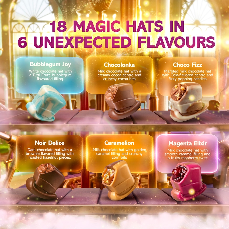 image 1 of Wonka Magic Hats 18 chocolates 174g