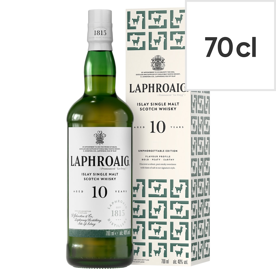 image 1 of Laphroaig 10 Year Old Islay Single Malt Scotch Whisky 70cl