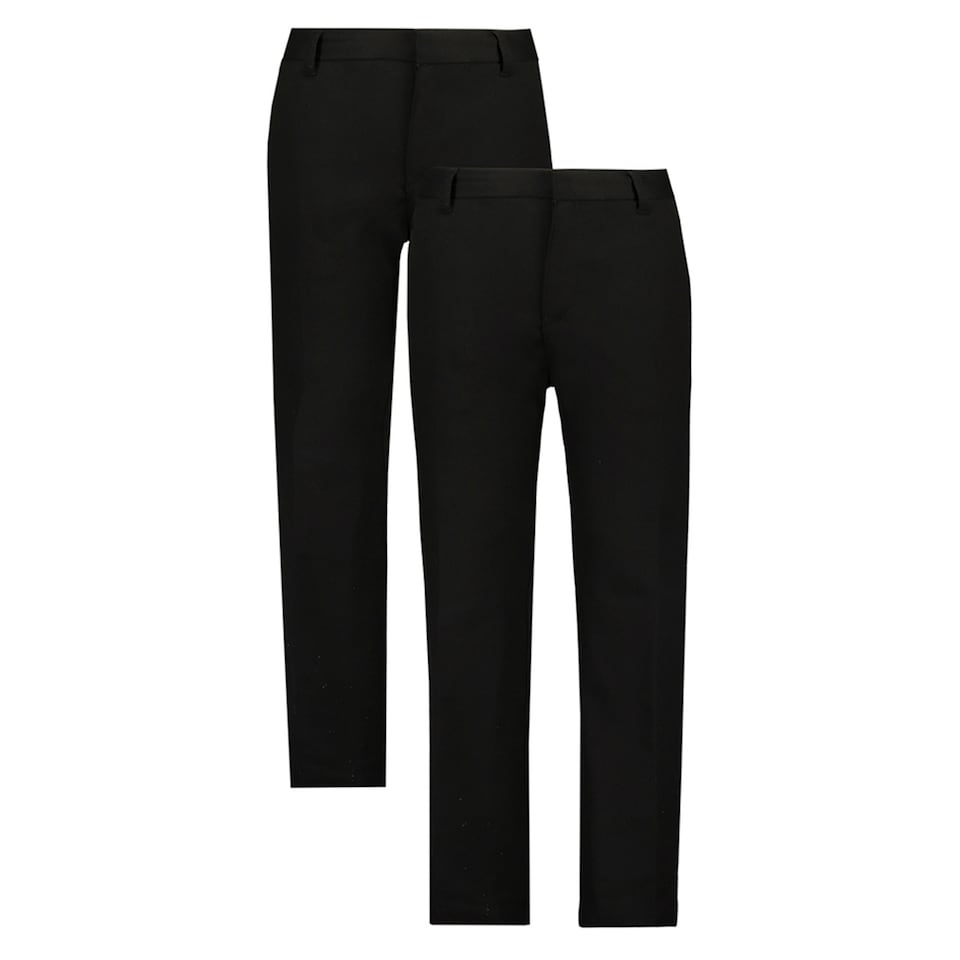 F&F School Boys 2-Pack Slim Fit Trousers in Black