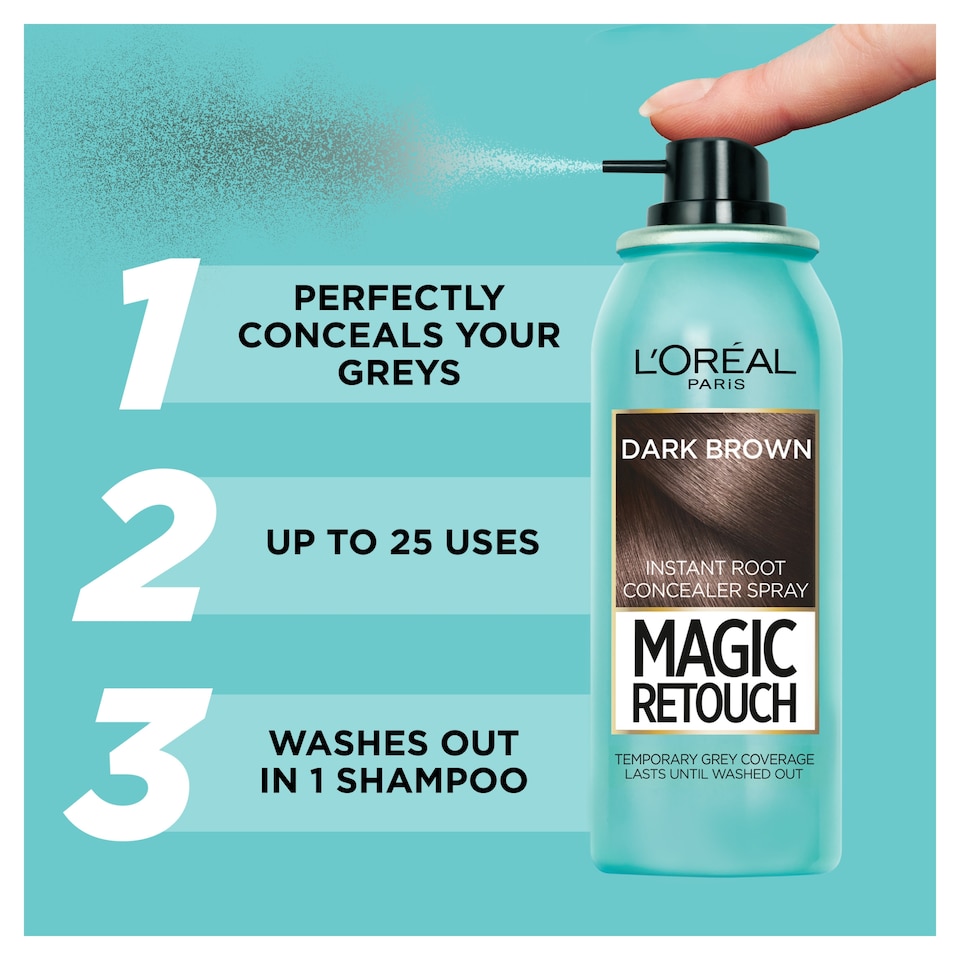 image 1 of L'Oreal Paris Magic Retouch Instant Root Concealer Spray Dark Brown 75ml