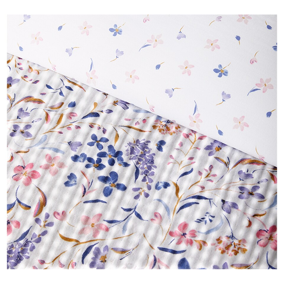image 1 of Tesco WWF Floral Muslin Duvet Set Double