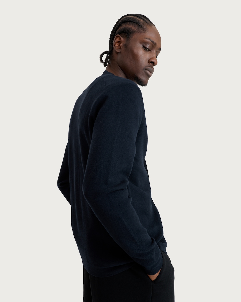 image 1 of F&F Knitted Button Up Relaxed Fit Cardigan in Navy