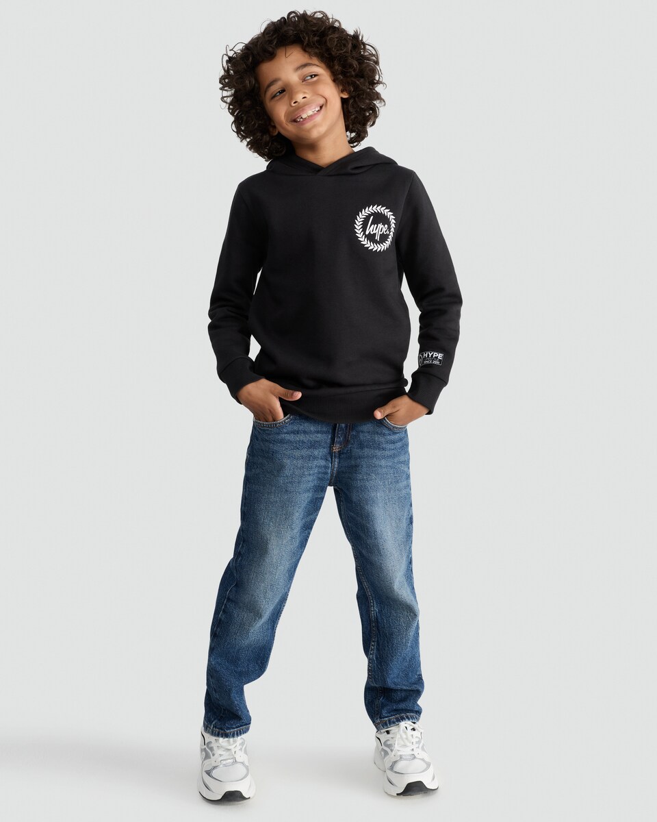 image 1 of Hype Cotton Rich Logo Hoodie in Black