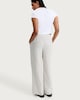 image 3 of F&F Linen Rich Striped Wide Leg Drawstring Trousers in Stone