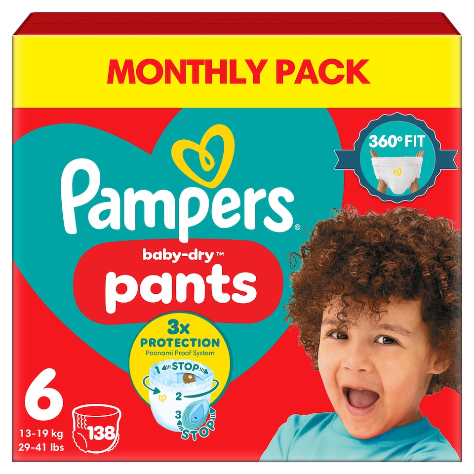 image 1 of Pampers Baby-Dry Nappy Pants Size 6 Monthly Pack 138 Pack