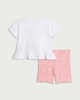 image 2 of F&F Baby 2-Piece Cotton Rich Bow Print Top and Shorts Set in White