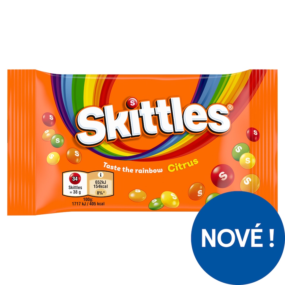 Obrázek 1 pro produkt Skittles Žvýkací bonbóny v křupavé cukrové krustě s příchutí citrusového ovoce 38g