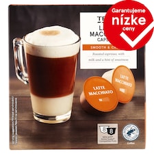 Tesco Latte Macchiato zmes praženej mletej kávy a sušené mlieko 8 x 7 g + 8 x 17,8 g (198,4 g)
