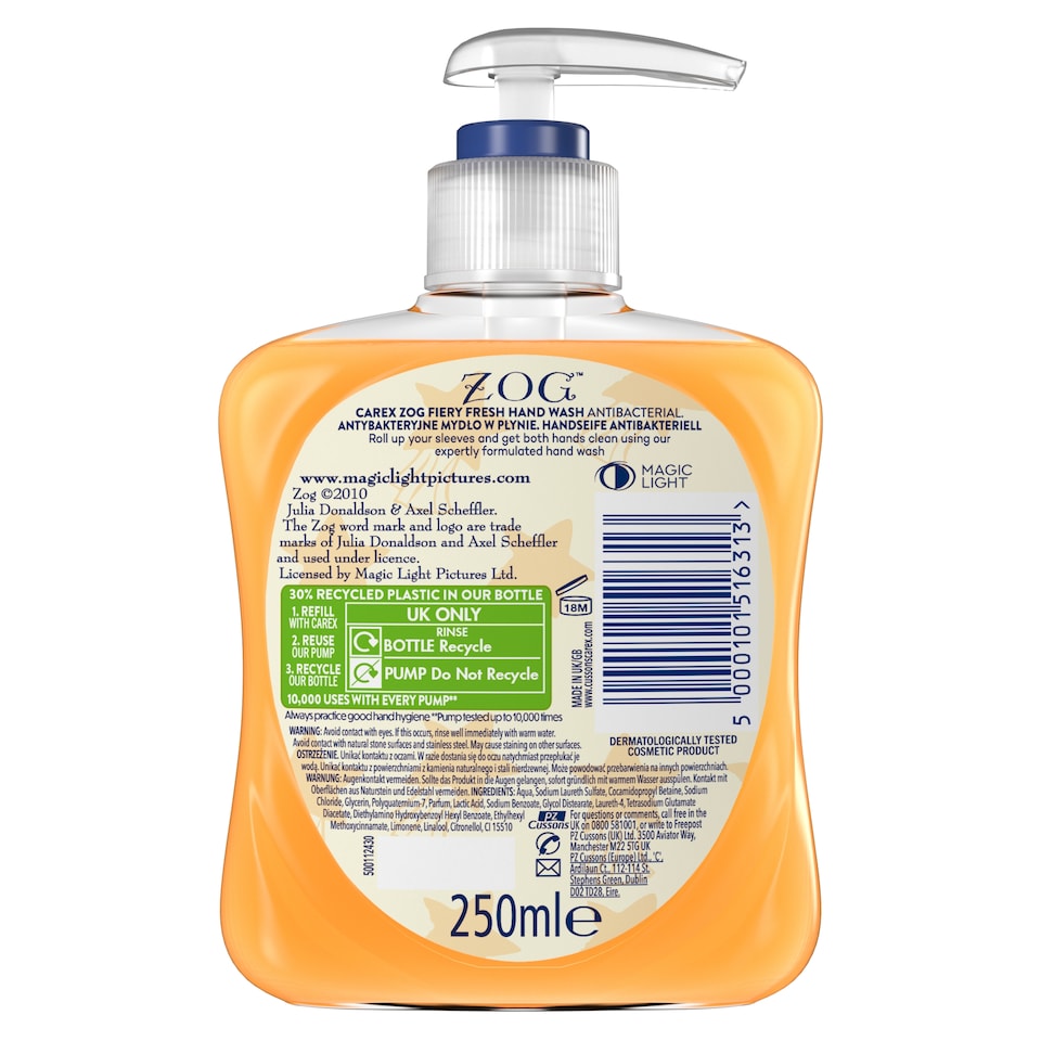 image 1 of CAREX ZOG FIERY FRESH ANTIBACTERIAL HANDWASH 250ML