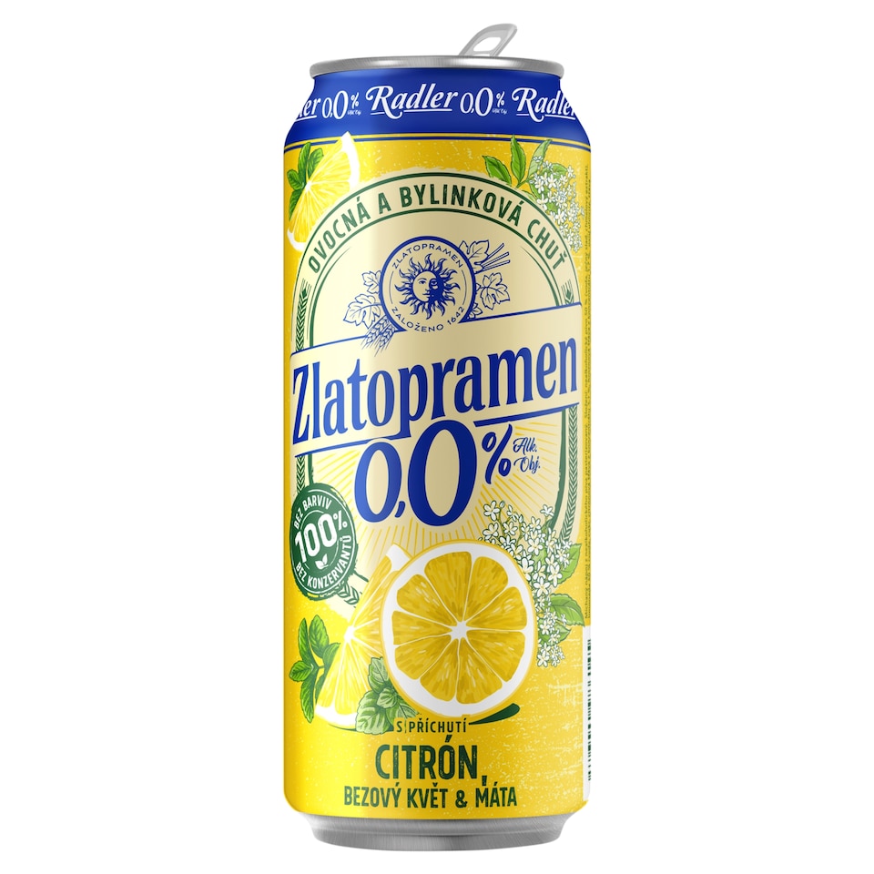 Zlatopramen Radler s příchutí citrón, bezový květ & máta 0,5l