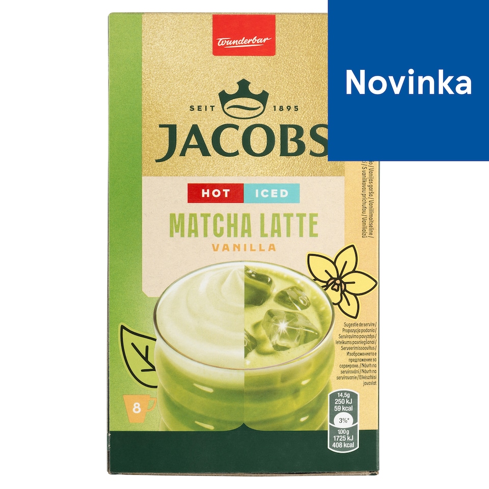 obrázok 1 z Jacobs Matcha Latte Vanilla rozpustný nápoj 8 x 14,5 g (116 g)