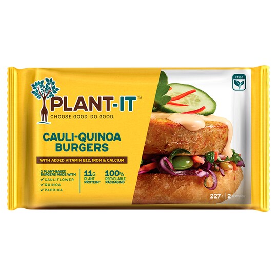 PlantIt Cauliflower Quinoa Burgers 227G Tesco Groceries