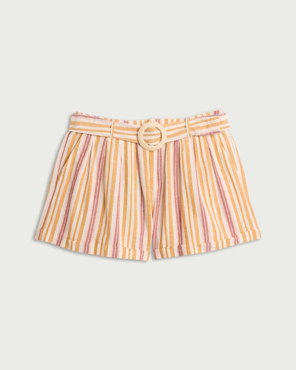 image 1 of The F&F Edit Cotton Rich Striped Belted Co-ord Shorts in Multi