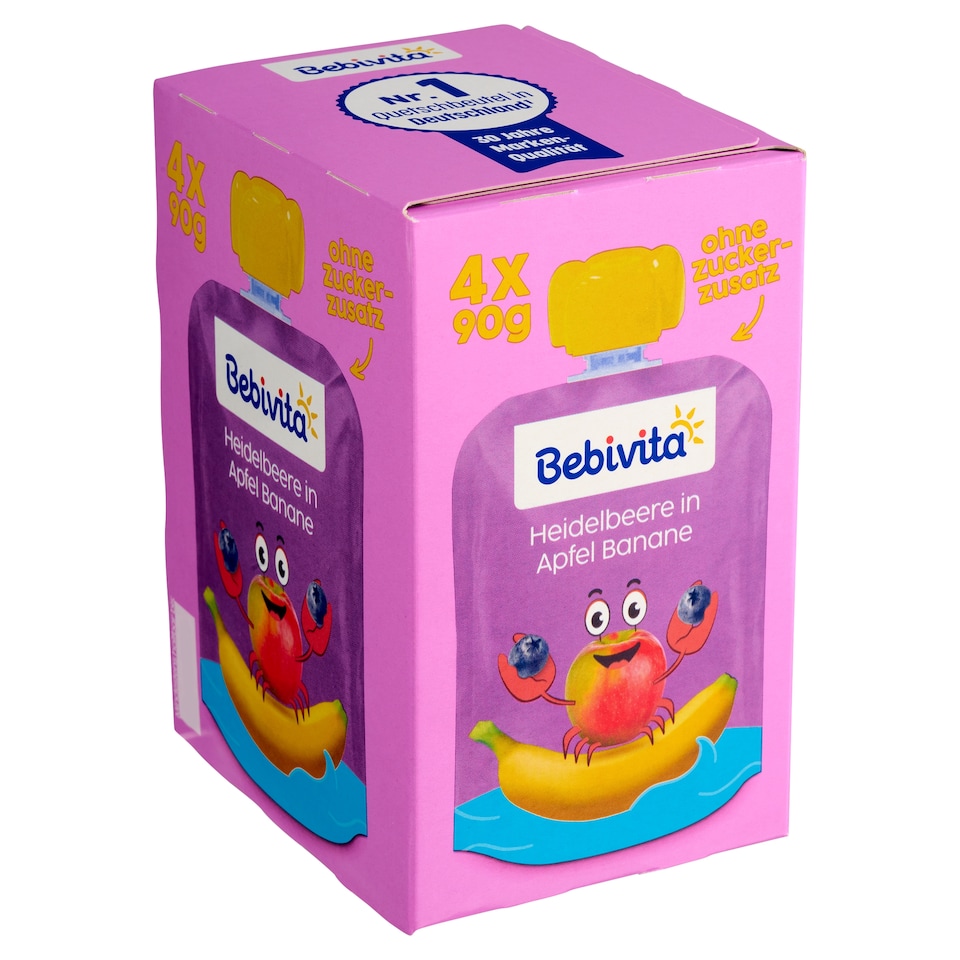 Obrázek 1 pro produkt Bebivita Jablko, banán, borůvka 4 x 90g (360g)