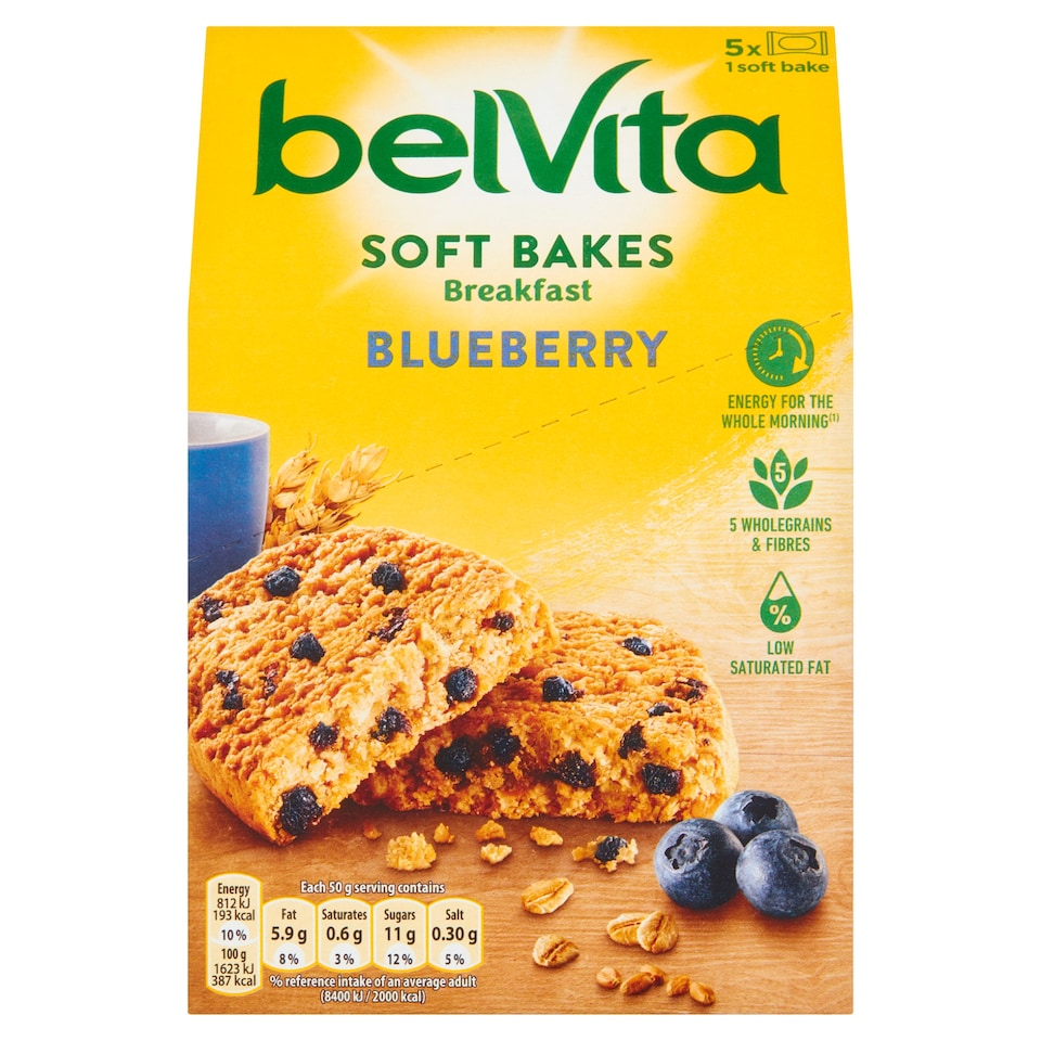 image 1 of BelVita Breakfast Soft Bakes Blueberry 5 Pack 250g