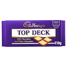Cadbury's Top Deck Milk Chocolate and White Chocolate Bar 110g