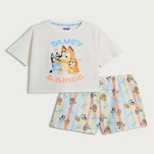 Bluey and Bingo 2-Piece Pure Cotton Pyjama Set in Cream