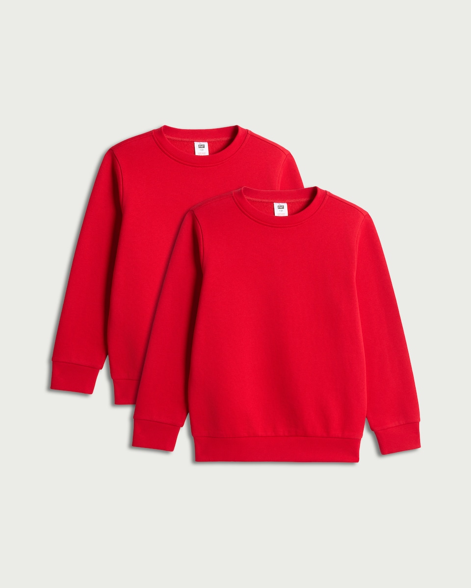 image 1 of F&F School Unisex 2-Pack Cotton Rich Sweatshirts in Red