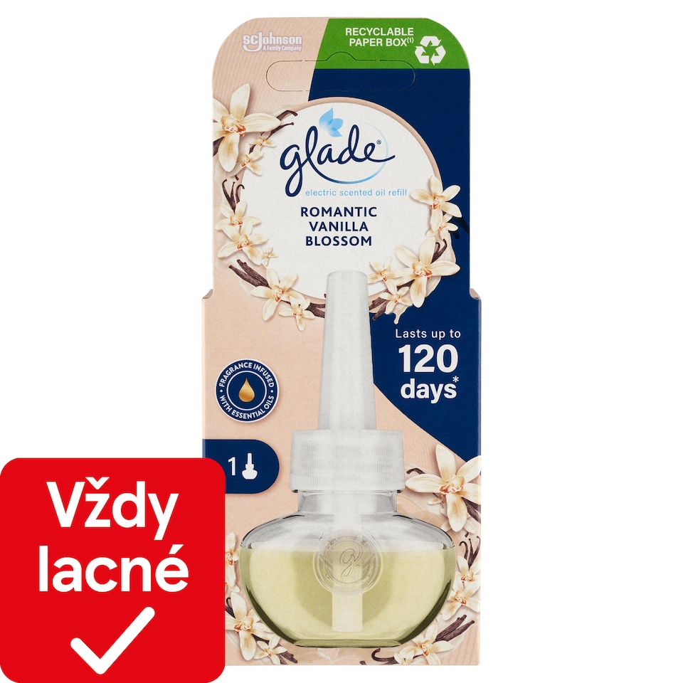 obrázok 1 z Glade Romantic Vanilla Blossom elektrický tekutý osviežovač vzduchu náplň 20 ml